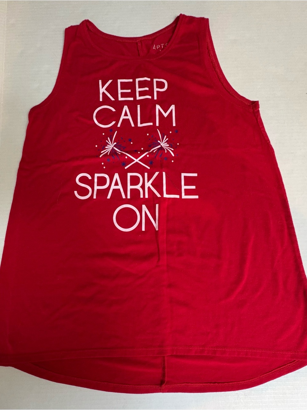 Apt. 9 Red Tank Top "Keep Calm Sparkle On" Americana Medium